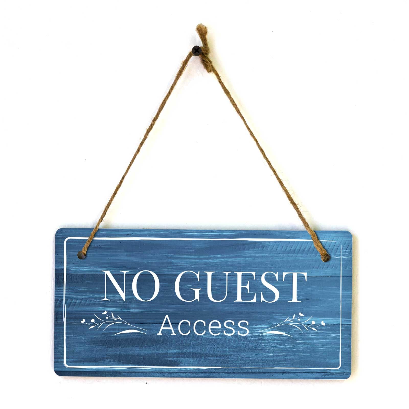 12X6 Inch No Guest Access Rustic Dark Blue Wood Sign - Hanging Restricted Plaque, Suitable for Staff Areas/Private Rooms, Security Decor for Businesses
