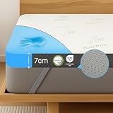 MKS Żelowy topper 220 x 200 cm, H2 H3 nakładka na materac z 7 cm pianką żelową memory, komfortowa nakładka na materac z przepływem powietrza 3D, wiskoelastyczna nakładka ze zdejmowaną poszewką