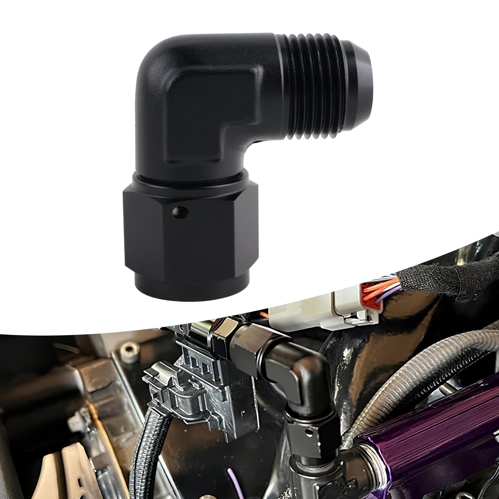 VVORHSBELL 10AN Female to AN10 Male Flare 90 Degree Swivel Fitting Adapter Aluminium（Black）