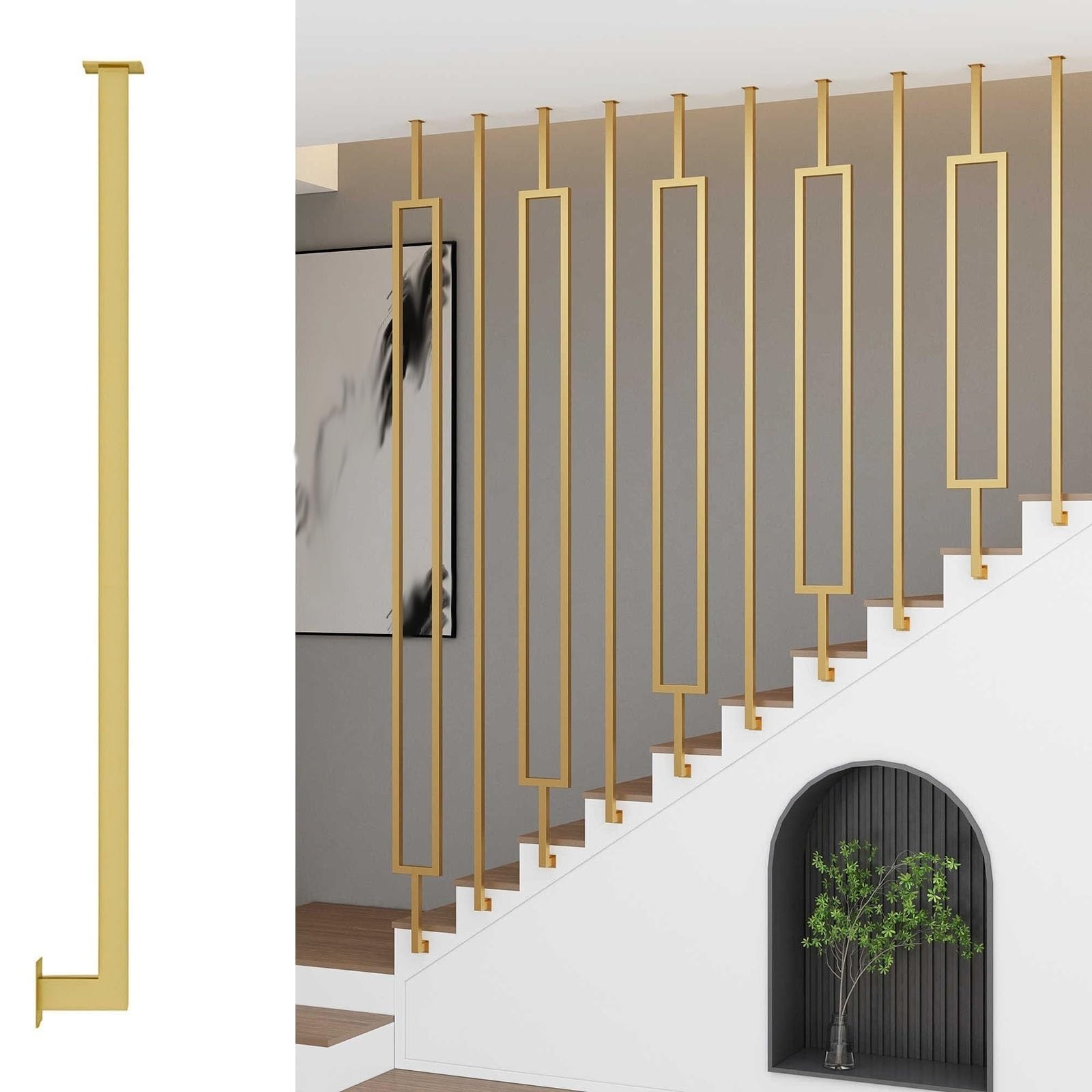 Side-mounted Staircase Balusters, Customizable Size & Styles Metal Stair Spindles for Prevent Falling, Household & Commercial(Style B,40cm/15.7in)