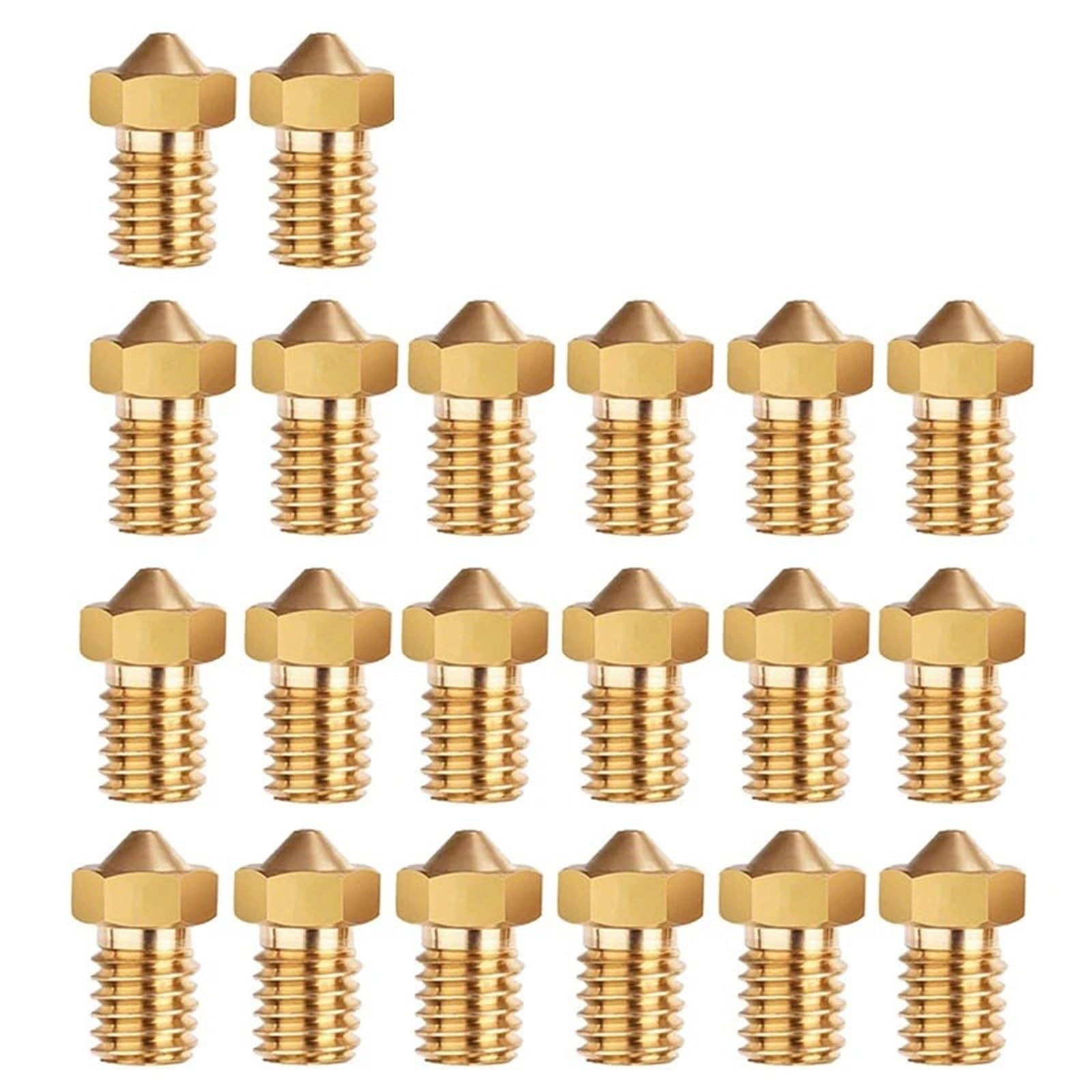 20 Stück 3D-Drucker-Düse für 1,75 mm Filament, 3D-V6-Düsen, Messing, Kupfer, Druckkopf, 0,4 mm, 0,5 mm, 0,6, 0,8 mm Düsen (0,4 mm)