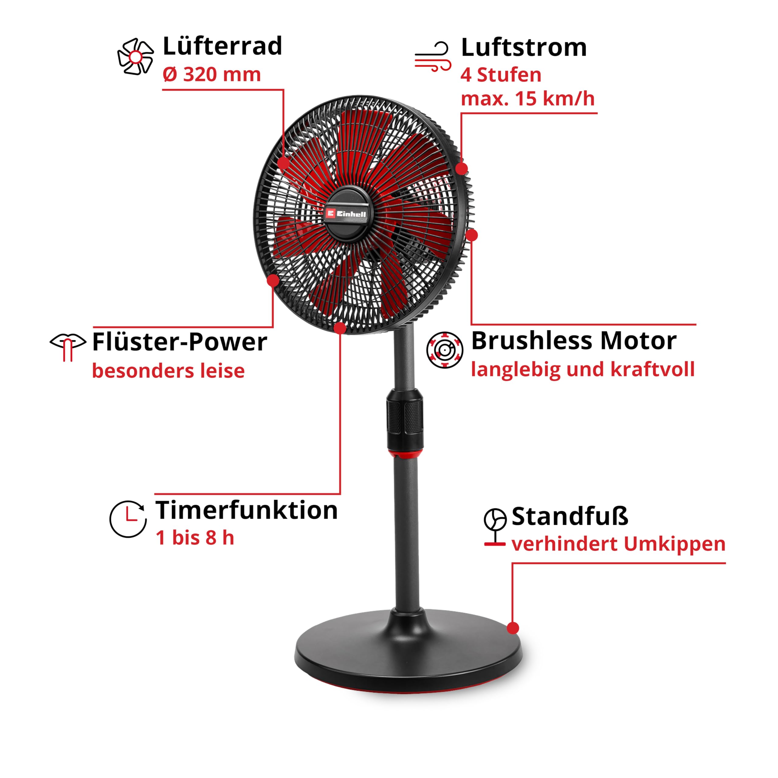 Einhell GE-CF 18/320 P Akku-Ventilator 18 V Stand-Ventilator Power X-Change