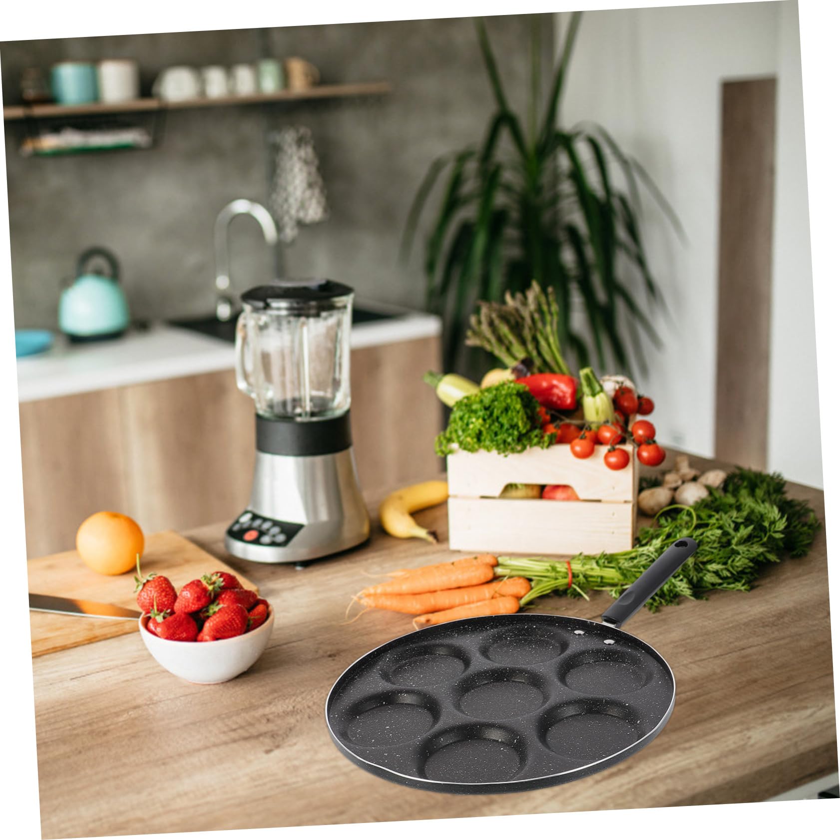 Sartén para Tortillas Antiadherente de Hierro Negra, 7 Compartimentos