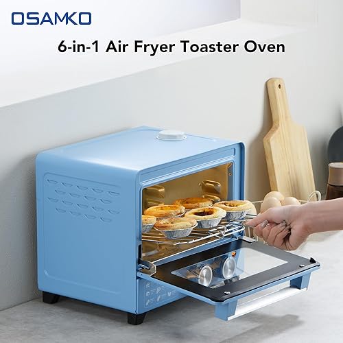 Miniatura 7 de Horno tostador con freidora de aire 6 en 1 de 12.7 cuartos de galón con infusión de vapor, compacto, precalentamiento rápido, freír al aire,