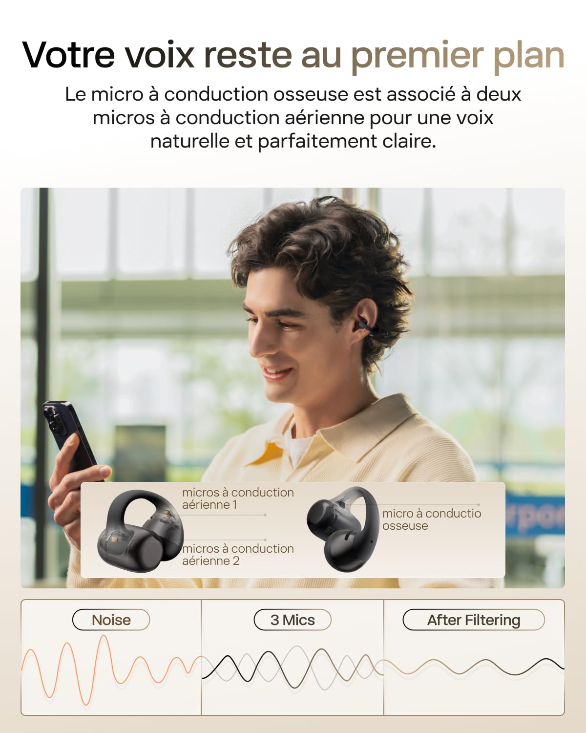 SHOKZ OpenDots 2 Écouteurs Clip-on à Oreilles Libres, Bluetooth 6.1, Dolby Audio, 40 h d'autonomie, Appels avec Réduction du Bruit par IA, Résistance IP57, Charge Rapide sans Fil, Noir