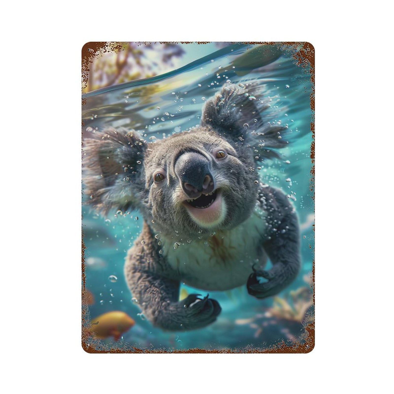 Koala Sea 15.7"x11.8" Rustic Tin Plaque, Novelty Wall Decor for Living Room, Hallway And Home Decor