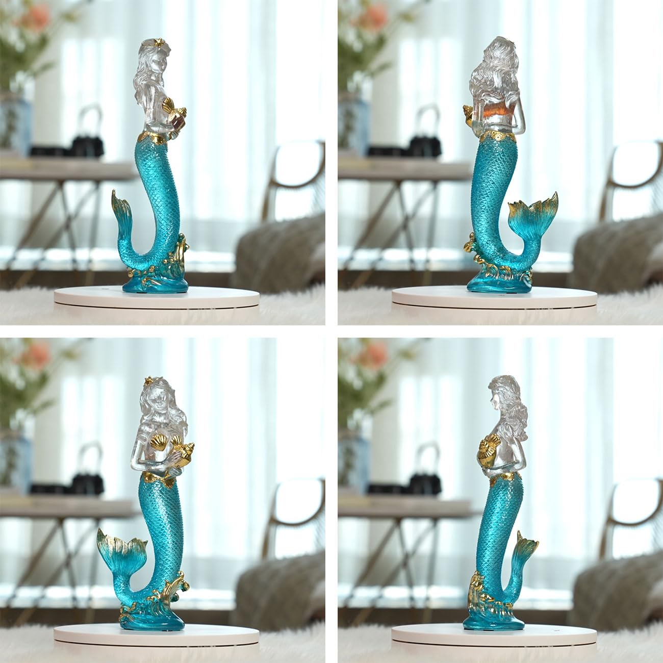 SEINHIJO Figura de Sirena Decorativa Femenina Escultura Moderna Adorno 25cm