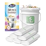 5 Gallon 50 Counts Strong Trash Bags Garbage Bags by Teivio, Bathroom Trash Can Bin Liners, Plastic Bags for home office kitchen, Clear