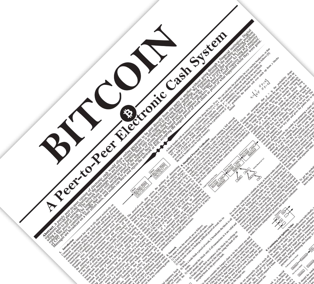 Amazon.de: Generisch Bitcoin Whitepaper | Crypto Poster Bitcoin Art A2  (59,4x42 cm)