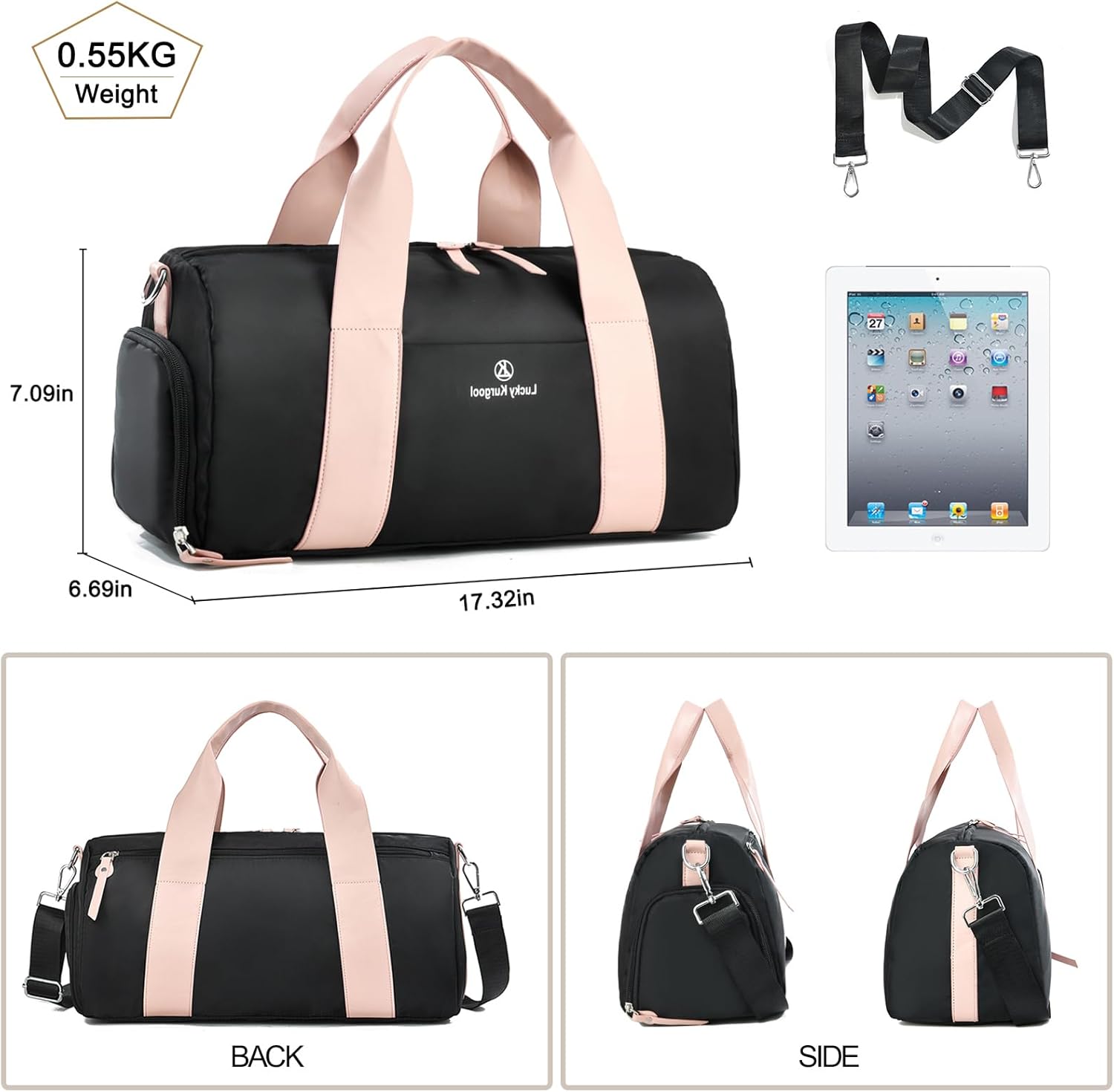 Small Gym Bag for Women with Wet Pocket & Shoes Compartment, Cute Mini Sport Duffel Gym Tote Bags for Yoga, Workout, Dance, Swim - Image 5