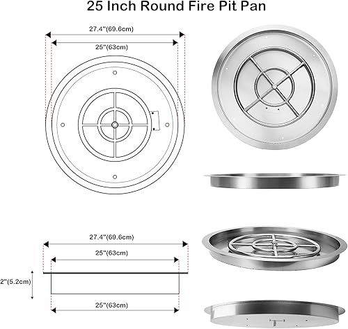 Miniatura 9 de stanbroil 19inch Ronda Drop-in hoguera sartén con chispaKit de ignición versión de gas natural