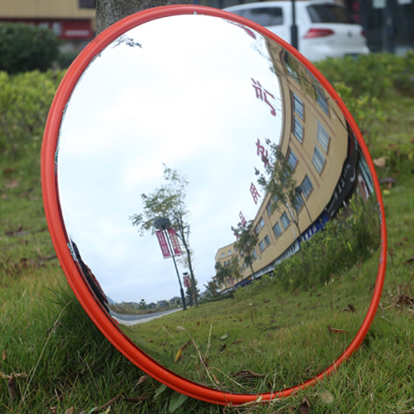 ZanGe Miroir de circulation convexe 60cm, Miroir de circulation professionnel avec réflecteurs - Miroir convexe pour la sécurité routière avec support de fixation murale réglable