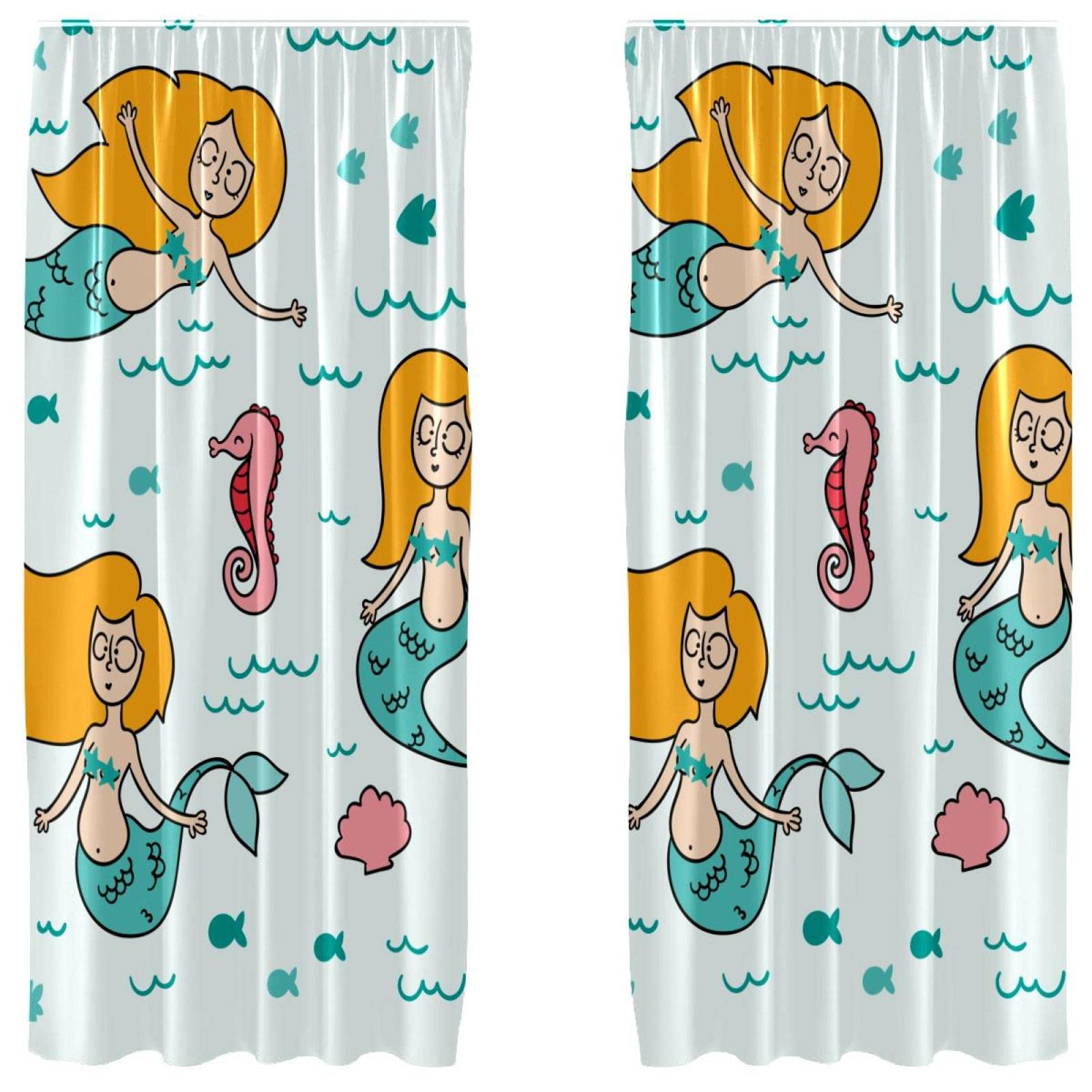 Cortinas de sala de estar con diseño de caballito de mar, caída elegante y tejido premium