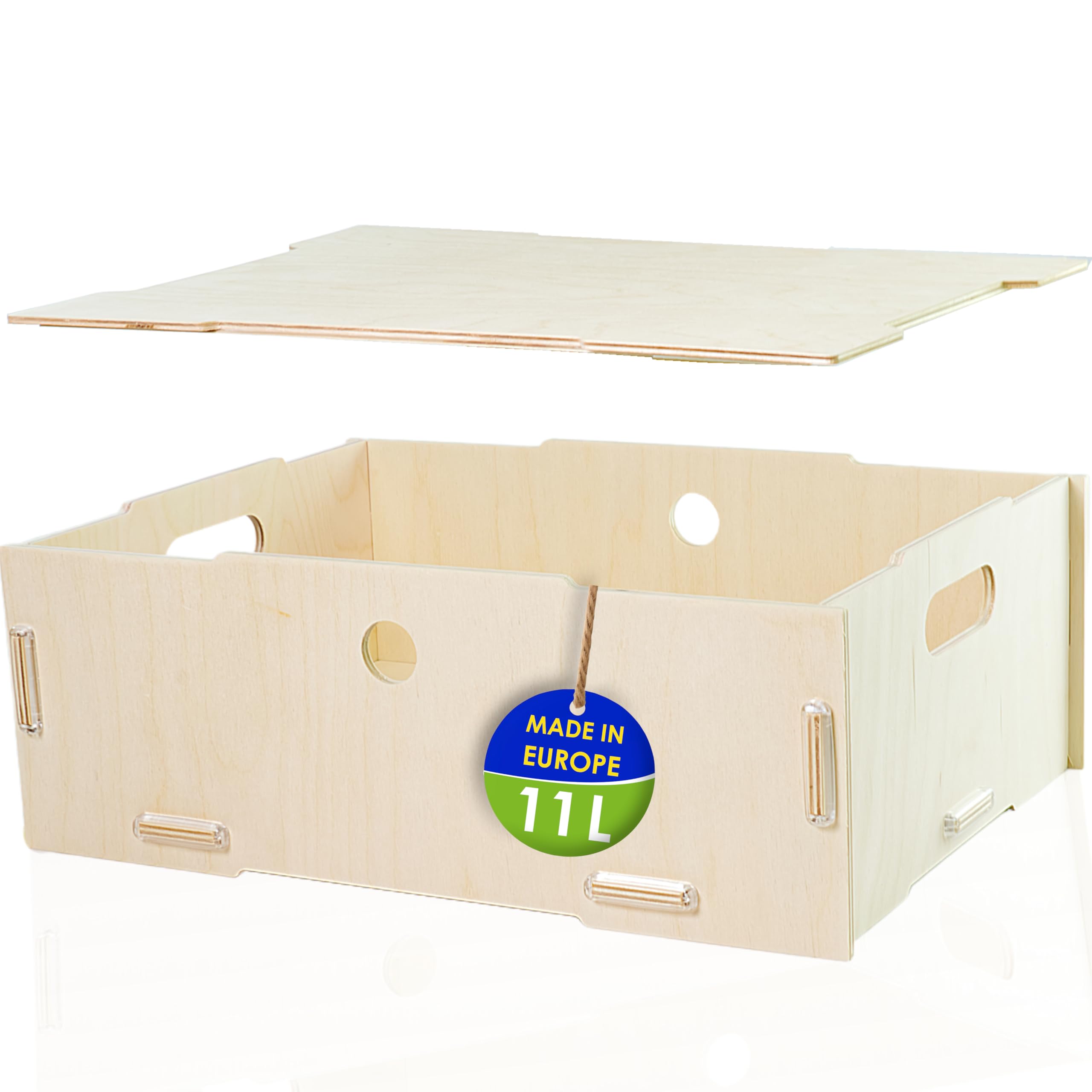 Boîte de rangement 39x29x14cm en bois MDF avec couvercle et poignées