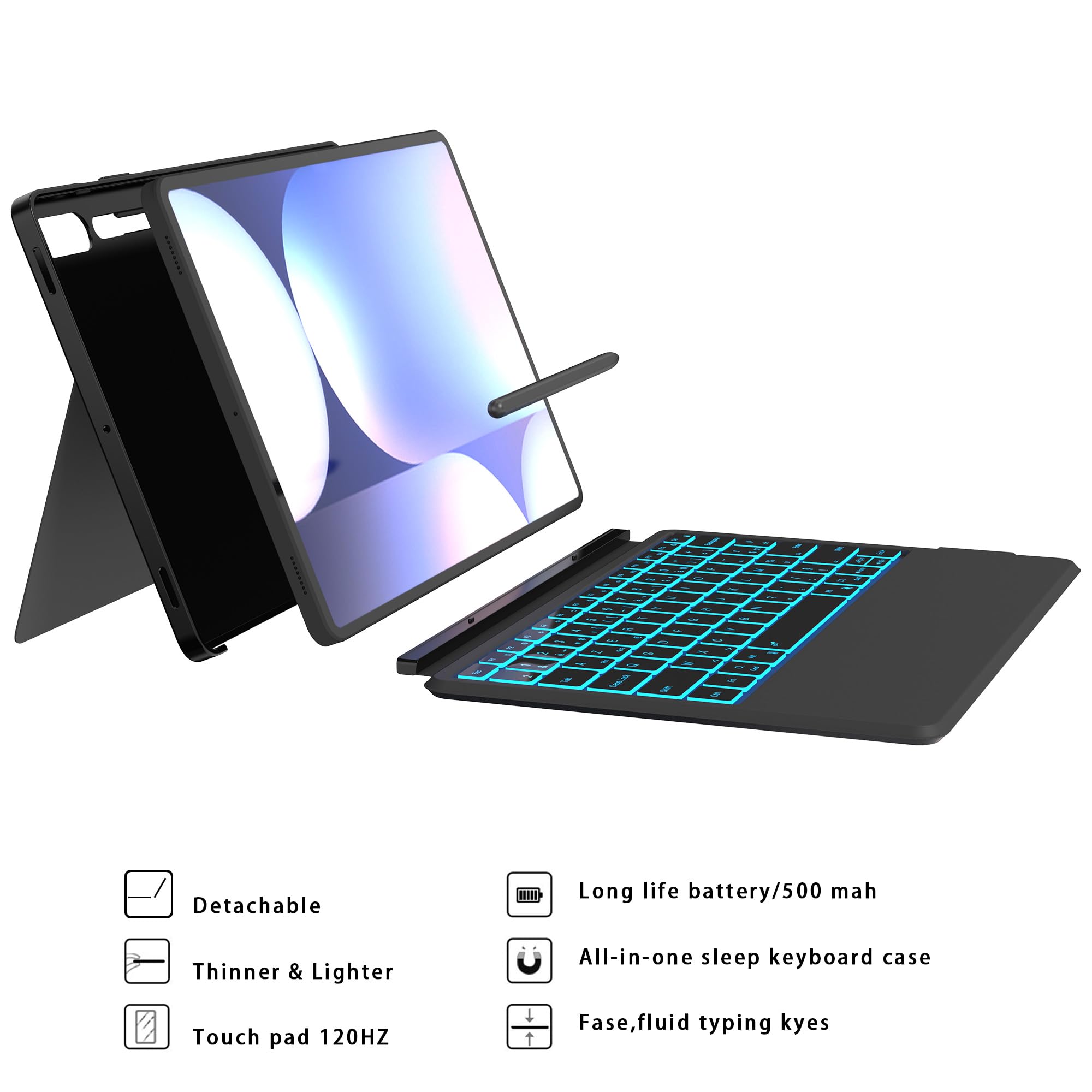 Étui clavier Ai Key pour Samsung Galaxy Tab S10+/S9+/S9 FE+ Plus