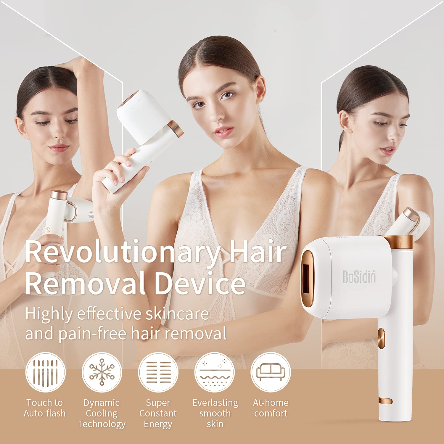 BoSidin IPL Hair Removal Device, Permanent Laser Hair Removal with