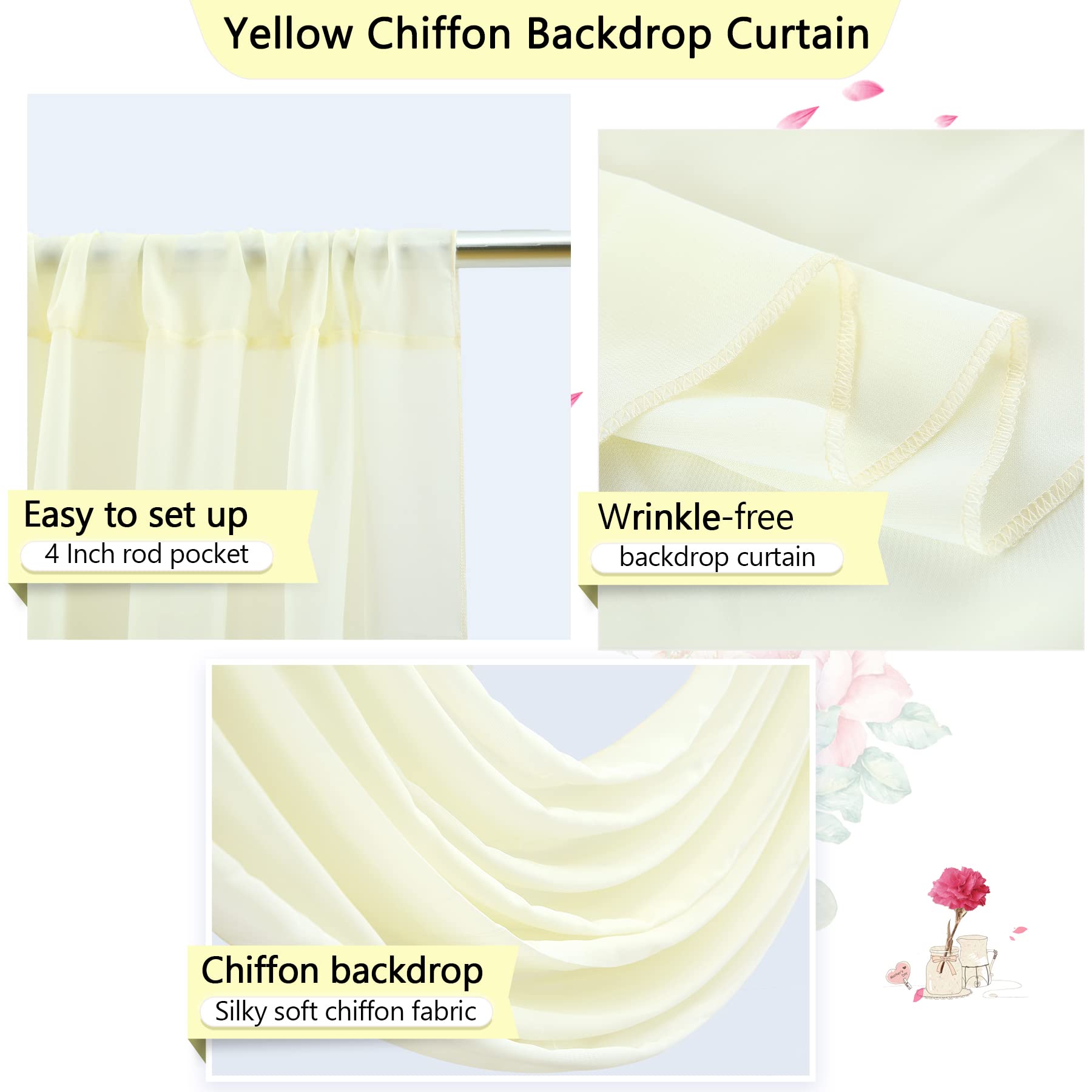 Ivoor chiffon achtergrond bruiloft decoratie feest podium decoratieve achtergrond gordijn 3 m x 2,44 m fotostudio achtergrond