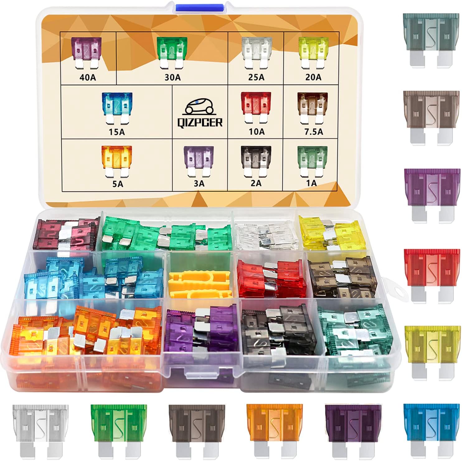140 Pieces Fuses Automotive - Standard Blade Car Fuse Kit, Auto Fuse Assorted for Marine, RV, Camper, Boat, Truck (1A 2A 3A 5A 7.5A 10A 15A 20A 25A 30A 40AMP)