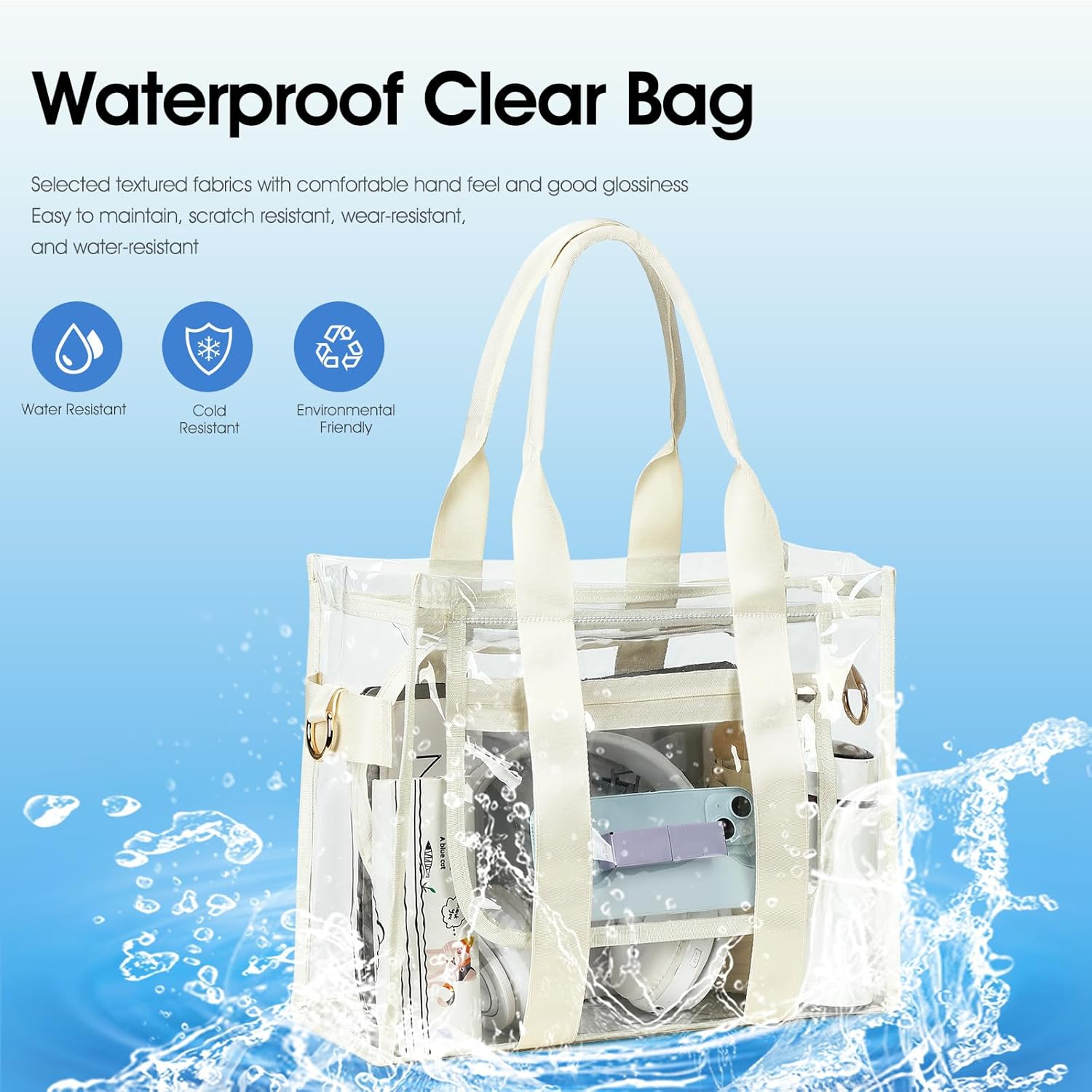 Clear Bags for Women Tote Bag, Crossbody Bag, Stadium Approved Clear Purse for Sports Events, Concert, Work & Beach - Image 6
