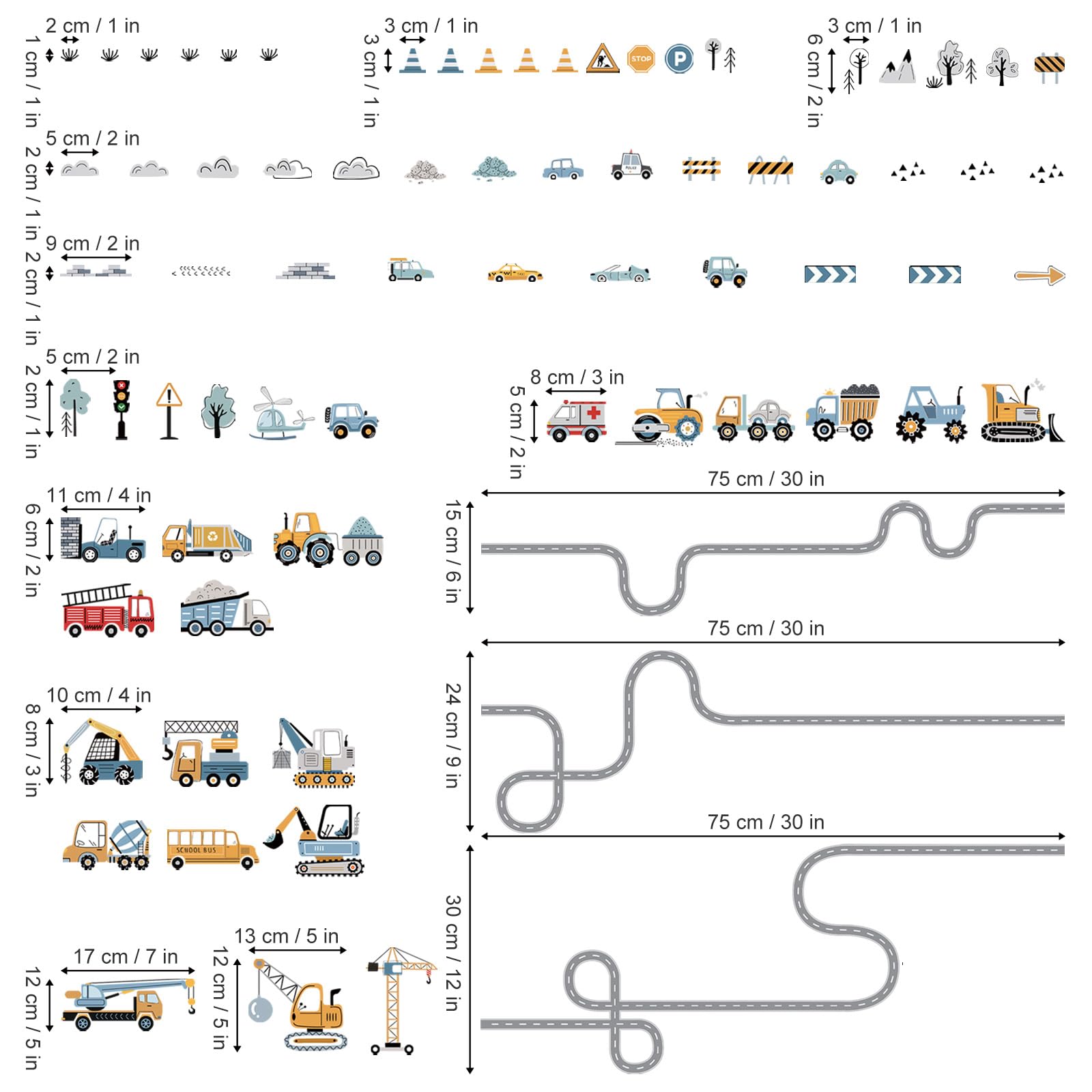 decalmile Vehicles Road Transportation Wall Stickers Construction Cars Wall Decals Boy Bedroom Teenagers Playroom Wall Decor - Image 4