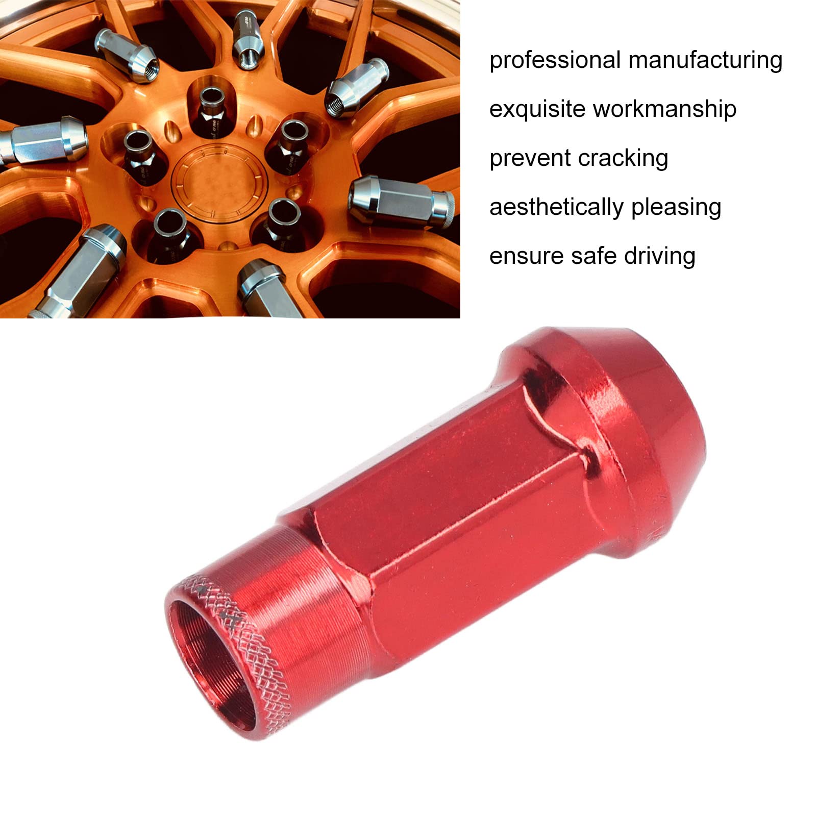 KIMISS Dadi Ad Alette, Universali 20 Pezzi M12x1.25 Dadi Ad Alette per Ruote in Metallo Accessori per Auto Universali(Rosso)