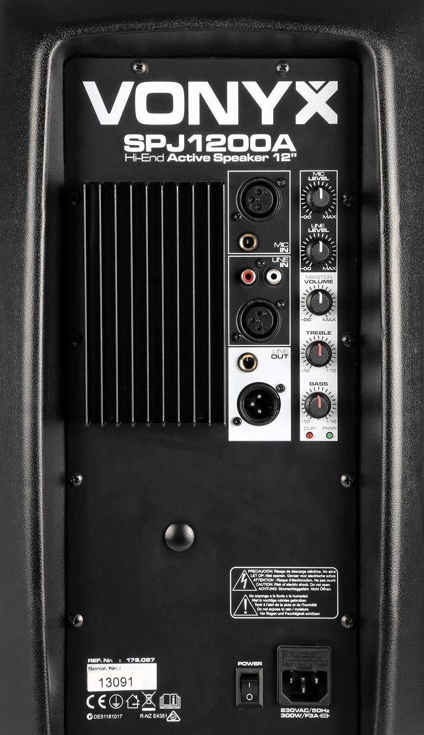 VONYX SPJ-1200A - Aktiv Lautsprecher, PA Lautsprecher, Musikbox, 600 Watt, 12 Zoll Monitor PA Boxen - Geeignet für DJ Boxen, Musik, Gesang und Sprache - Plug and Play Anlage - Shiny Schwarz