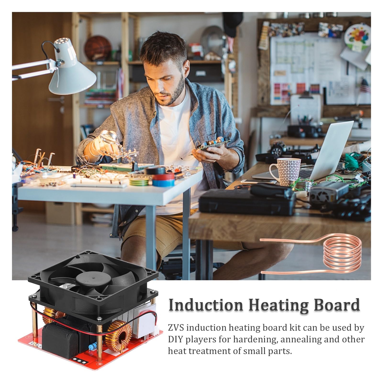 Nagrzewnica indukcyjna, 1000W ZVS moduł płyty nagrzewania indukcyjnego niskiego napięcia cewka nagrzewnicy Flyback sterownik podgrzewacz DIY części hartowanie wyżarzanie zapłon,Bezpieczeństwo(12-48V)