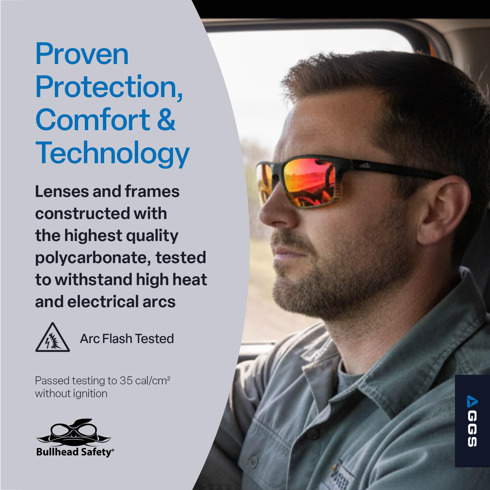 Bullhead Safety Pompano Gafas de seguridad polarizadas con tecnología de niebla de rendimiento, ANSI Z87+, luz azul con luz UV y protección antiarañazos, lentes de espejo rojo con marco de tortuga