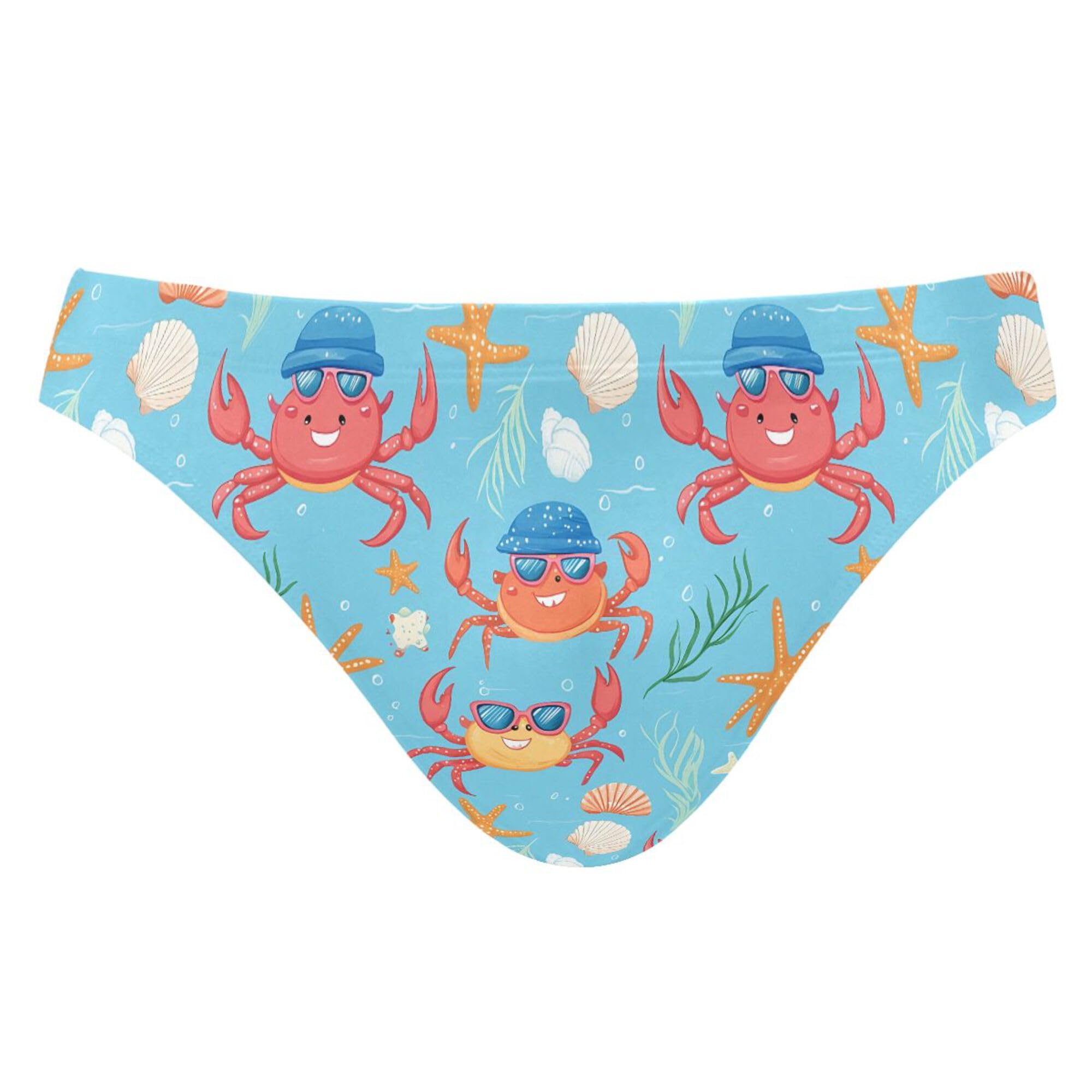 Cute Crab Mens Swimwear Swim Briefs Bikini Swimsuit for Summer Beach L B0404067