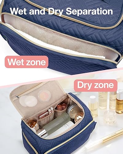 Miniatura 8 de BAGSMART Neceser de viaje, bolsa de viaje grande de apertura amplia para artículos de tocador, bolsa de viaje para cosméticos de maquillaje con asa,