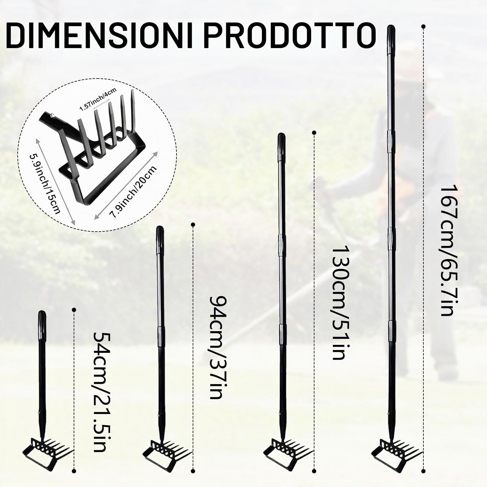 Attrezzi Da Giardino, 167CM Staffa Zappa Da Giardino 6 Denti Hula Hoe Rastrello Per Erbacce Rastrello Da Giardino Zappe Hula Portatili Attrezzo Da Giardino Per Erbacce Allentamento Del Terreno
