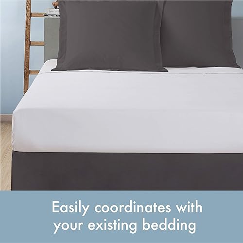 Miniatura 5 de Today's Home Falda de cama clásica a medida con volantes, diseño de mezcla de algodón, longitud de caída de 14 pulgadas, matrimonial, gris