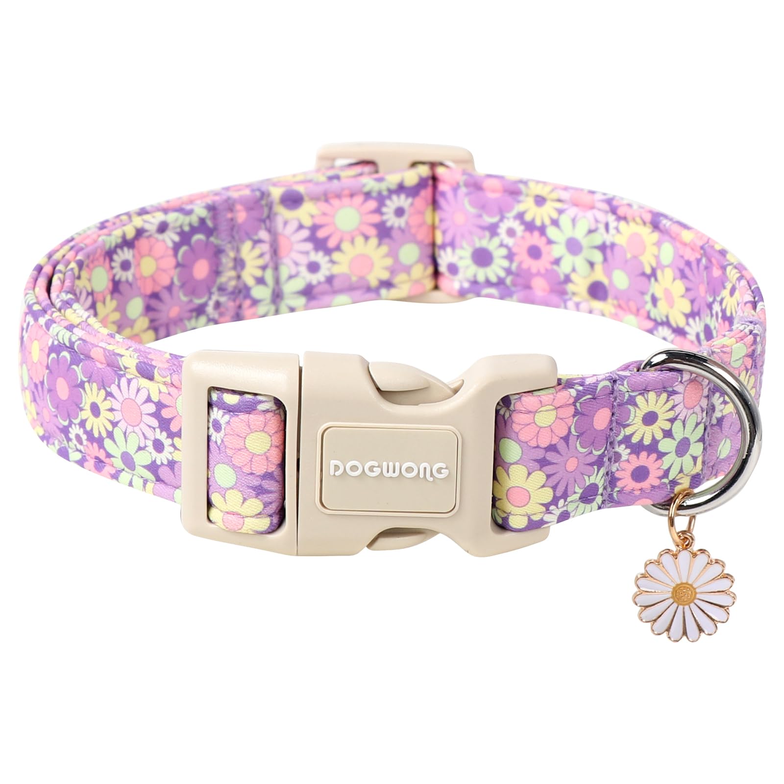 DOGWONG Flower Dog Collar, Girl Daisy Dog Collar Durable Ice Cream Pet Dog Collars Cute Summer Beach Puppy Necklace for Small Medium Large Dogs
