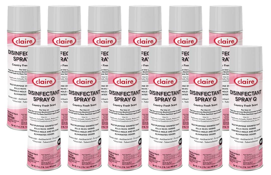Claire CL1001-12pk Disinfectant Spray Q- Country Fresh Scent; 17 Oz. Net Wt, 12 Count