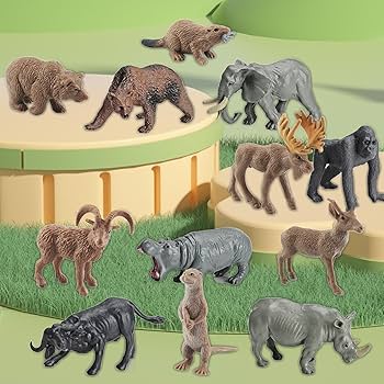 Amazon | Gazechimp 12x 野生動物の置物 リアルな森の生き物