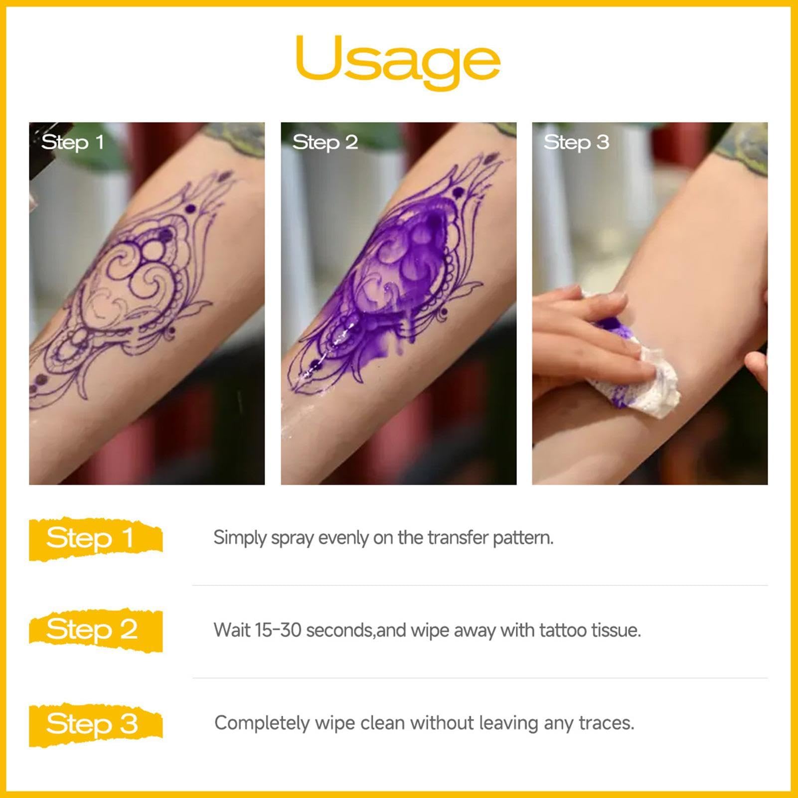 Tattort Reiniger 40 Ml Mit Sprühkopf - tattooStencil Remover, Zur Sanften Entfernung Falsch Angebrachter Stencils Auf Der Haut, Stencil Schablonen Eraser