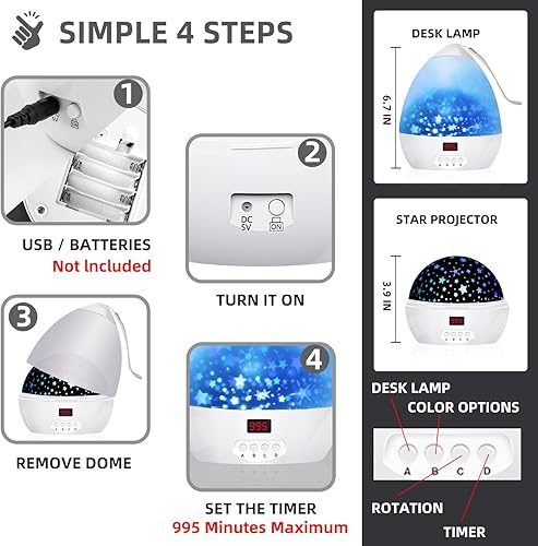 Miniatura 5 de Proyector de luz nocturna 3 en 1 de Halloween con tema de caras de calavera y Jack O'Lantern, luz de decoración de Halloween con temporizador,