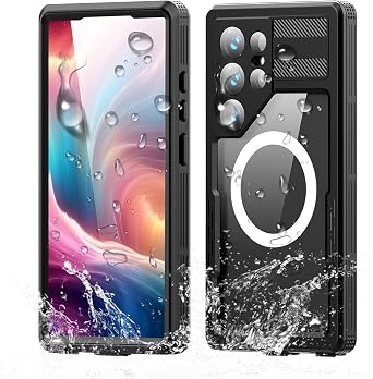 Guppy for Galaxy S25 Ultra Magnetic Waterproof Case, Built-in Screen Protector [IP68 Waterproof][14FT Military Drop proof]360 Full Body Protection Dustproof Shockproof Heavy Duty Rugged Case, Black