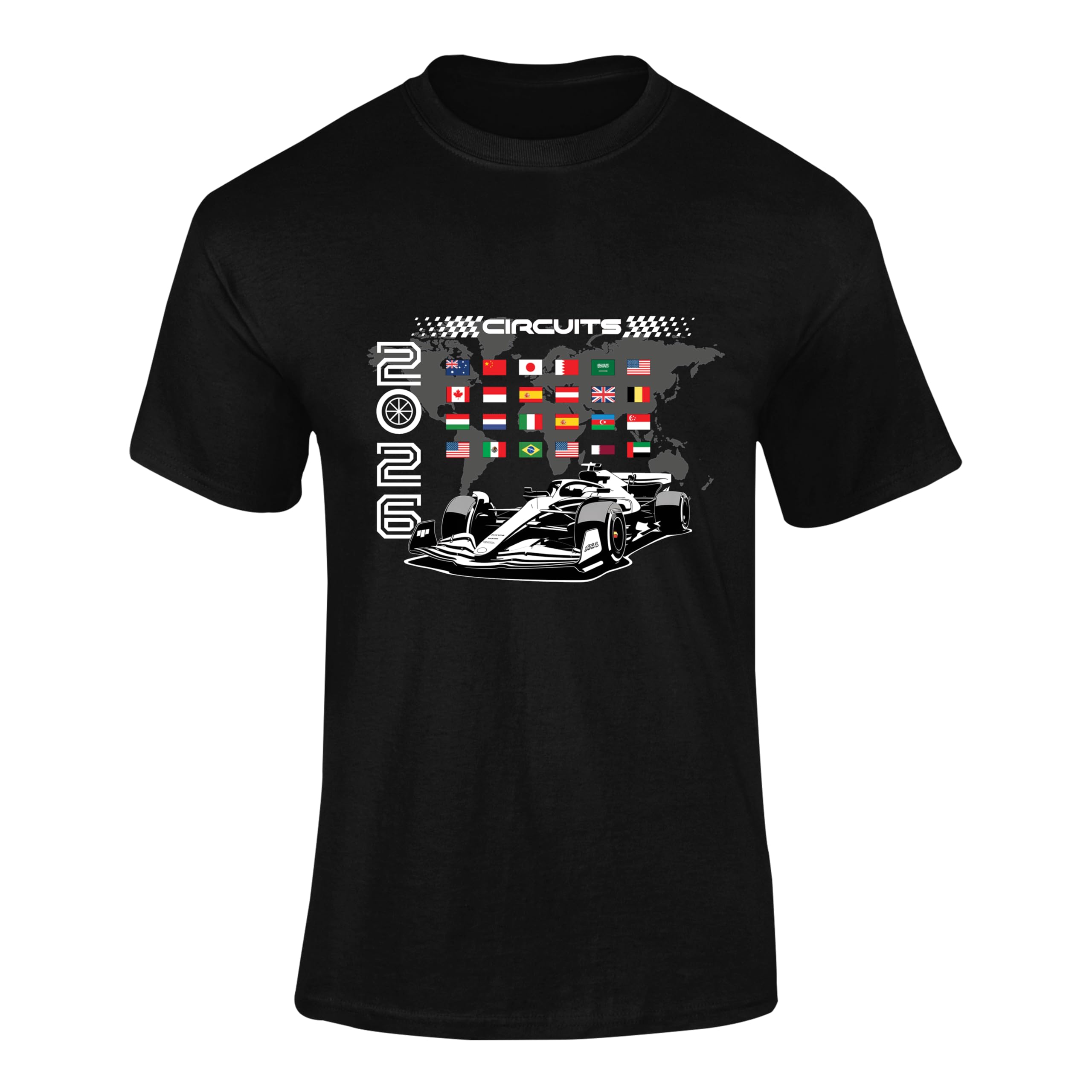 Formula Racing 2026 T Shirt 4 – Grand Prix Circuit Map Tee, Motorsport Fan Apparel, Racing Track Outline Shirt for Adults - Black XX-Large