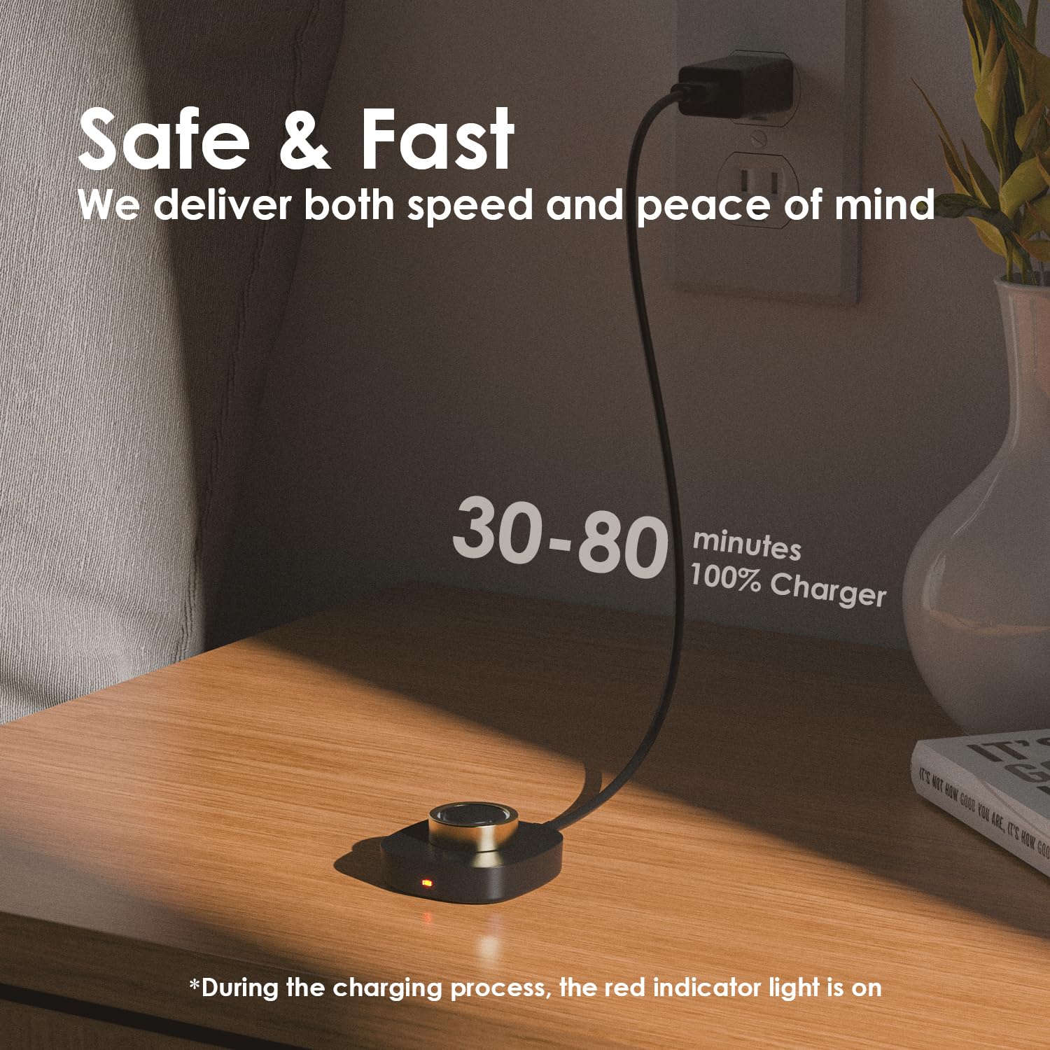 Caricatore Smart Ring – Compatibile con Oura Ring Gen3, dock di ricarica rapida con cavo USB-C, caricatore per Smart Ring misura 6/7/8/9/10/11/12/13 (9