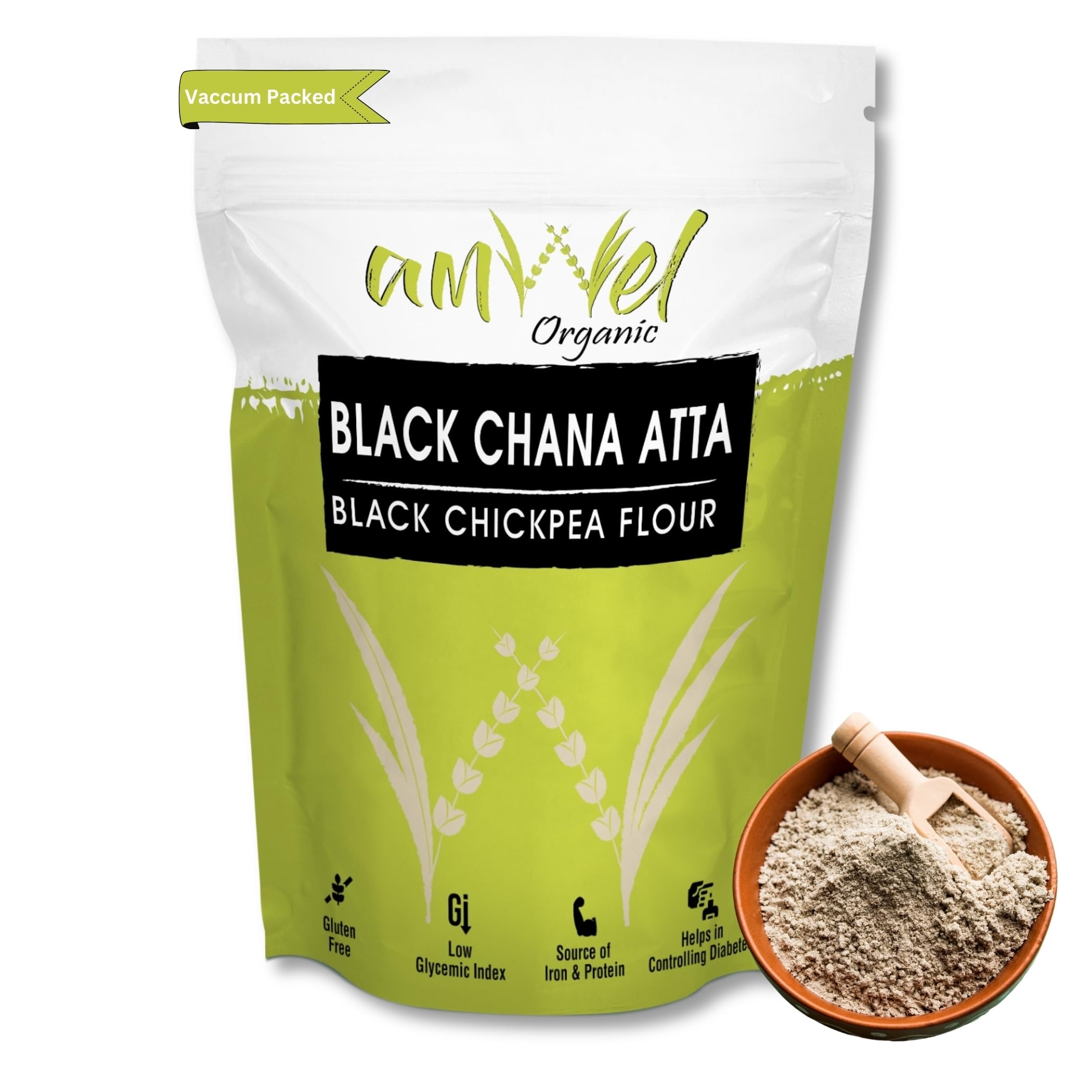 Amwel Combo of Oats Atta 450g + Black Chana Flour 450g | Oats Flour + Chana Atta | Diabetic Friendly Low GI Fiber Protein Atta for Chapati Protein Rich | Weight Management | For Good Health | 900g | Vacuum Packed - Image 7 thumbnail