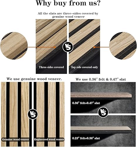 Miniatura 4 de Paneles de pared 3D para decoración de paredes interiores, paquete de 2 paneles de madera para pared, paneles acústicos de chapa de madera auténtica
