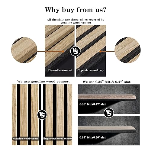 Miniatura 4 de Paneles de pared 3D para decoración de paredes interiores, paquete de 2 paneles de madera para pared, paneles acústicos de chapa de madera auténtica