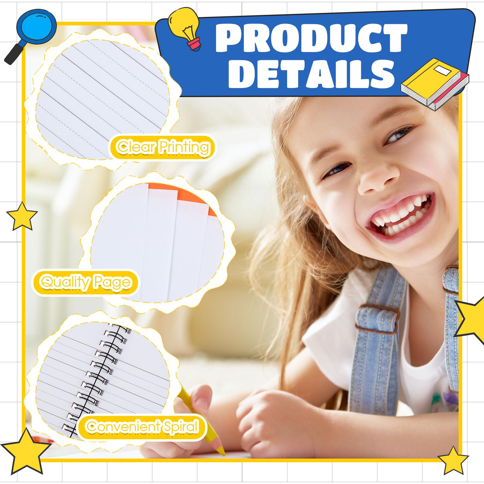 Henoyso 10 pezzi 100 pagine a spirale per composizione primaria K-2, diari primari per disegnare e scrivere, per bambini, asilo, scrittura a mano, quaderno per pratica della scrittura a mano, 24 x 19