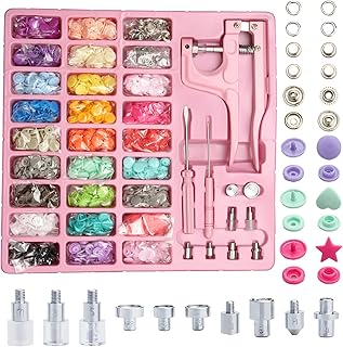 LYNDA Plastic and Metal Snap Buttons with Snaps Pliers Set,300 Sets Plastic and Metal Snap Buttons for Sewing and Crafting (Pink)