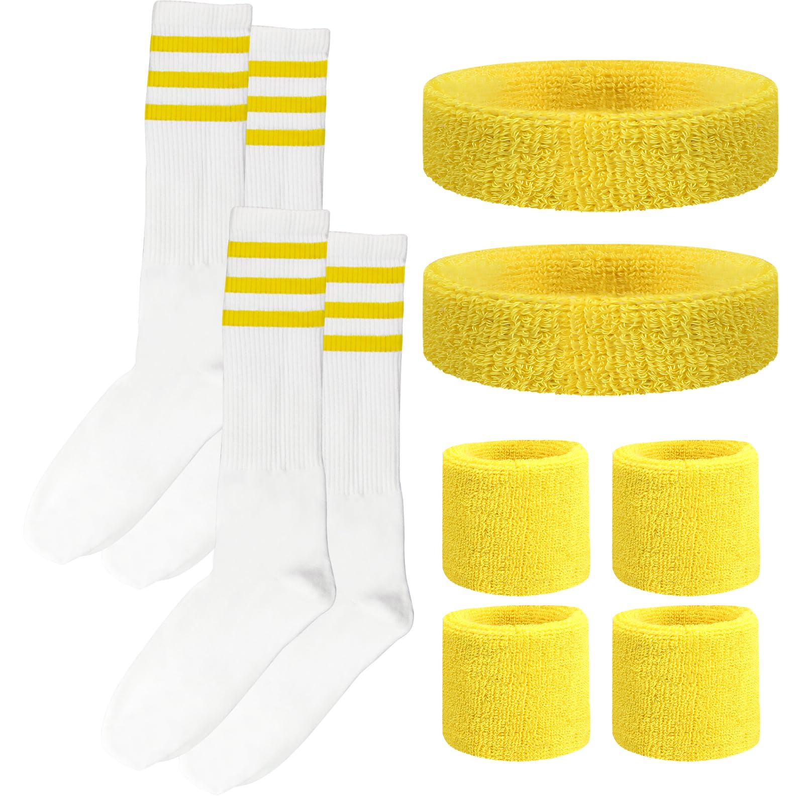 10 Pieces Striped Headbands Sweatbands and Socks Set