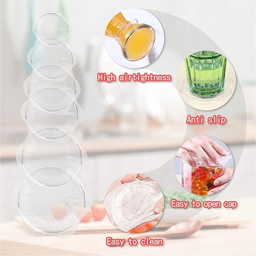 Miniatura 10 de DeliOne Tapas elásticas de silicona para almacenamiento de alimentos de cocina duraderas reutilizables  expandibles para tazas o recipientes