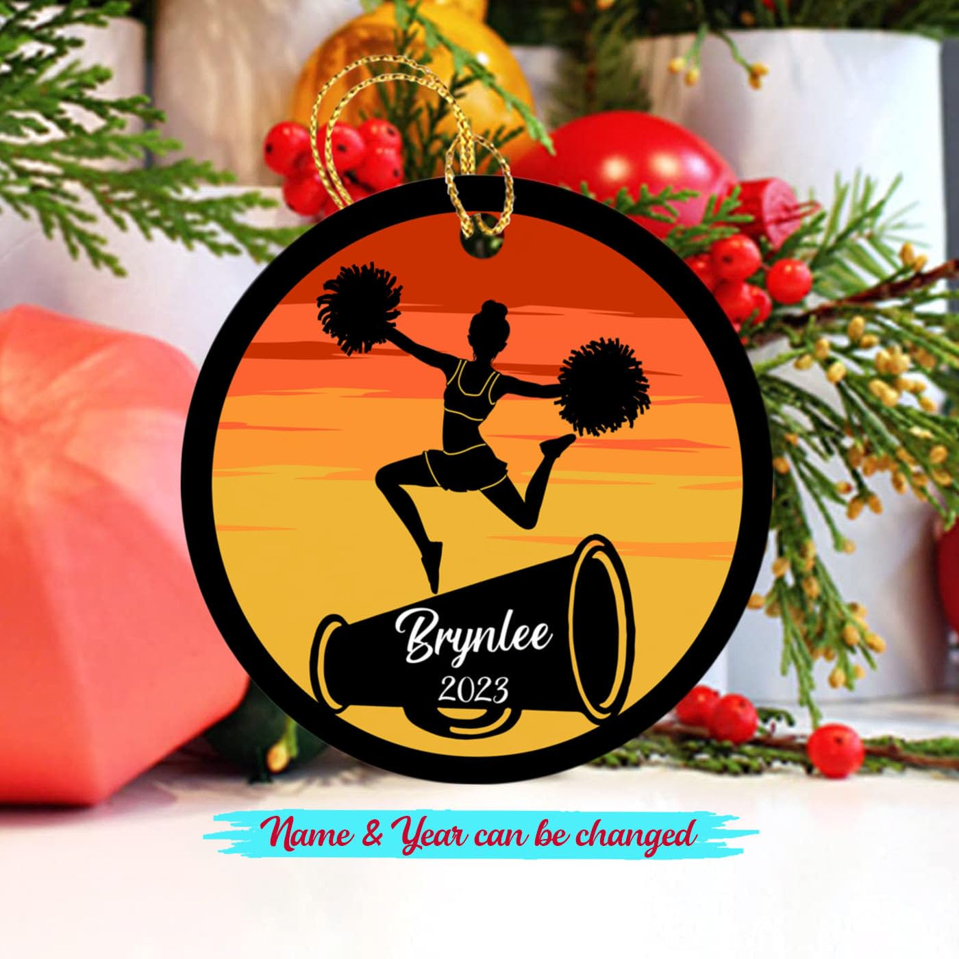 Personalized Cheerleader Ornament Gift for Cheerleader Christmas 2025, Cheer Cheerleader Xmas Ornament, Custom Name & Year Cheerleading Ornaments, Megaphone Cheerleader Cheerleading Lovers Ornaments