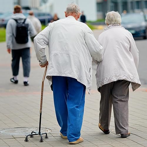 Miniatura 7 de YF Puntas de bastón cuádruple (paquete de 4)  Pie de goma de repuesto resistente de 12 pulgada  Base antideslizante  extremo para mayor estabilidad