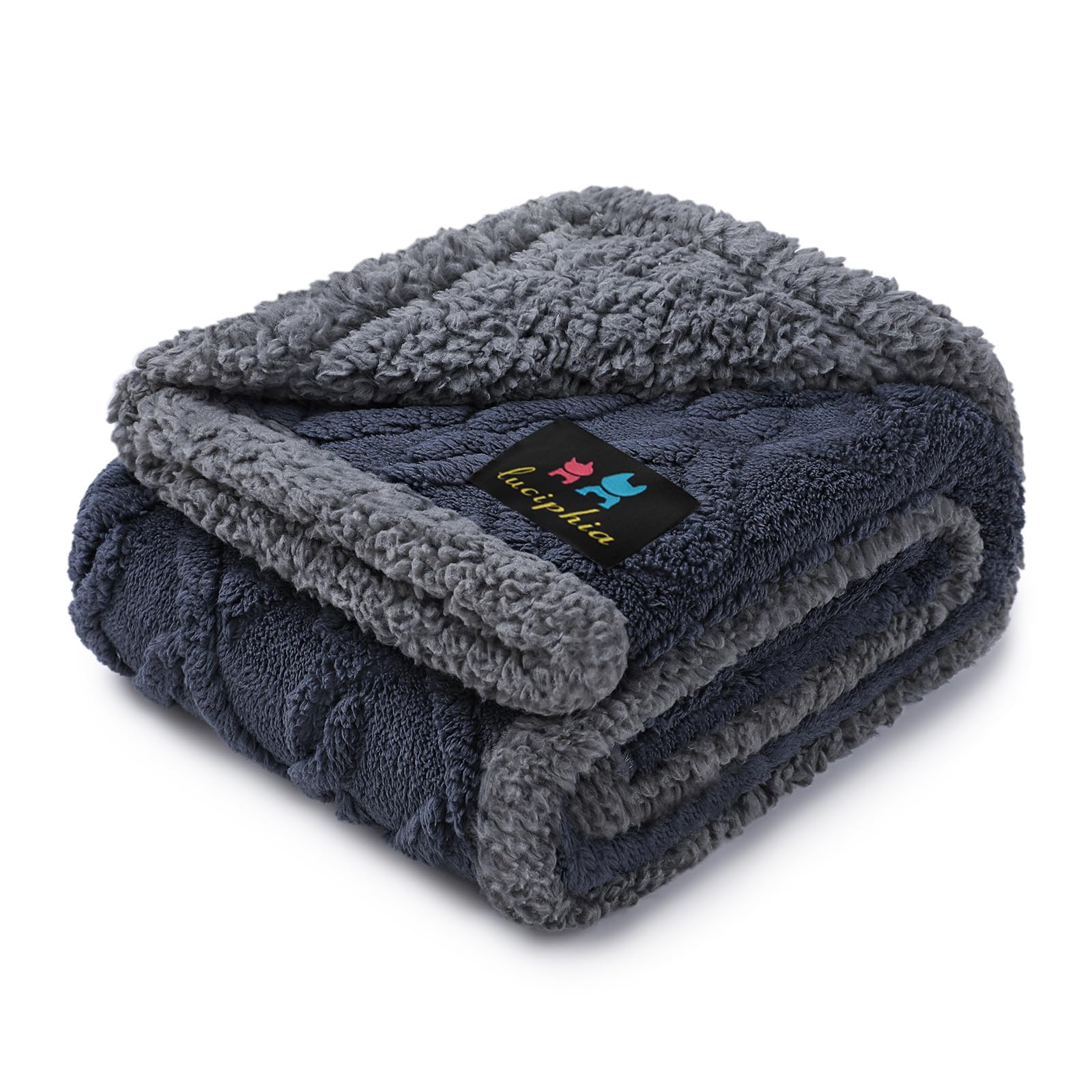 Luciphia Waterproof Pet Blanket, Liquid Pee Proof Dog Blankets for Sofa Bed Couch, Reversible Sherpa Fleece Furniture Protector Cover for Small Medium